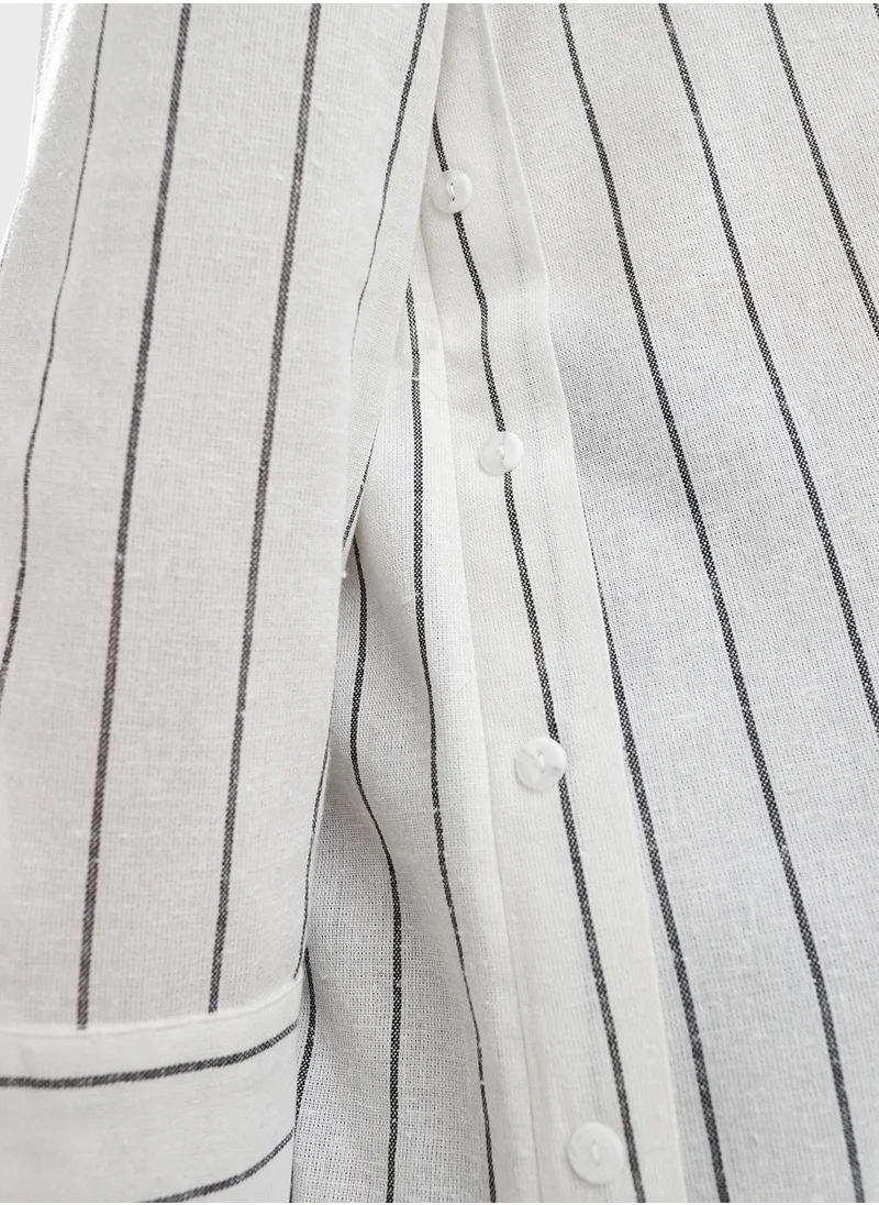 Reclaimed Vintage Asymmetric Button Down Striped Shirt