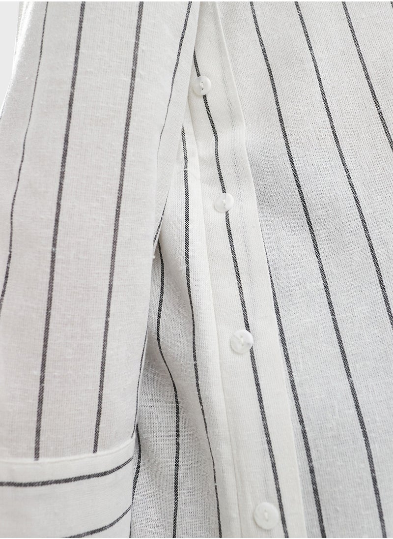 Reclaimed Vintage Asymmetric Button Down Striped Shirt  - Image 3
