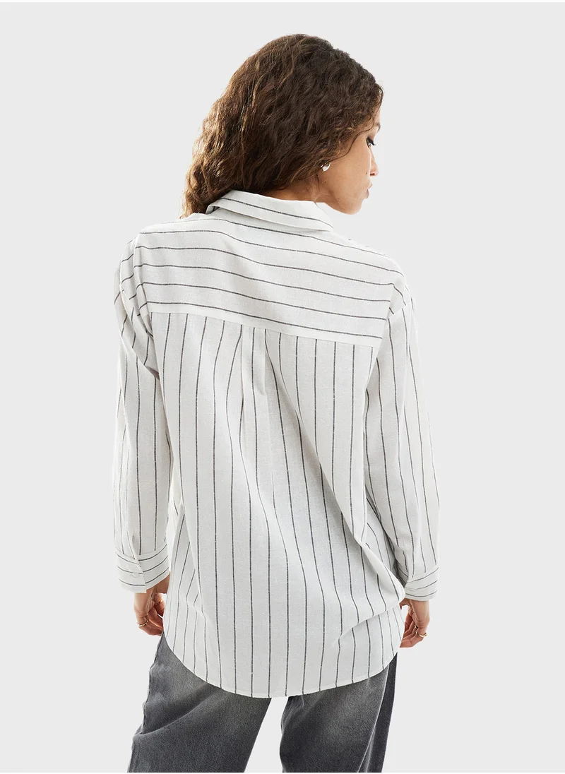 ريكلايمد فينتدج Asymmetric Button Down Striped Shirt