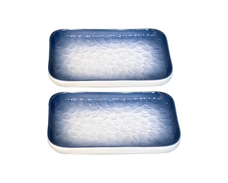 LEMON TREE Hand Painted Ceramic Plates for Dinner Serving Set for Kitchen Set of 2ColorBlue - Image 1