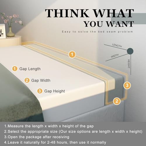 WUIOYNF Mattress Extender, Bed Gap/Space Filler, Headboard Pillow Between Headboard and Mattress or Wall, High-Density Foam with Removable Cover(Light Grey-54 * 2 * 8in) - Image 3