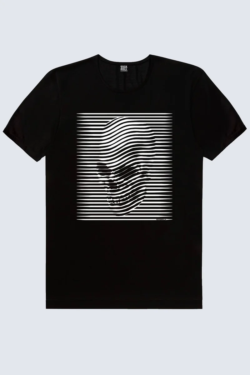 Rock&Roll Stripe Head Black Short Sleeve Women's T-Shirt