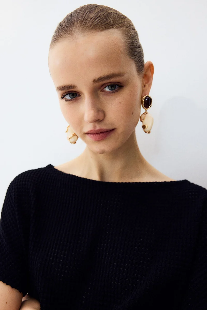 اتش اند ام بلوزة جيرسيه بأكمام عريضة