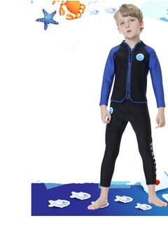 Loquat Children's Wetsuit 2.5MM Separate Body Warm Swimsuit For Boys Long Sleeve Winter Diving And Surfing Jellyfish Blue  - Image 1