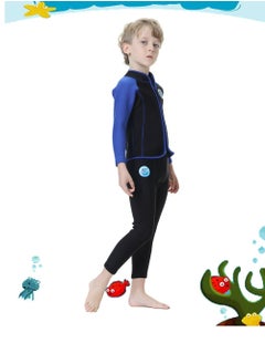 Loquat Children's Wetsuit 2.5MM Separate Body Warm Swimsuit For Boys Long Sleeve Winter Diving And Surfing Jellyfish Blue  - Image 2