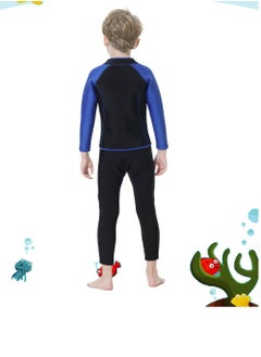 Loquat Children's Wetsuit 2.5MM Separate Body Warm Swimsuit For Boys Long Sleeve Winter Diving And Surfing Jellyfish Blue  - Image 3