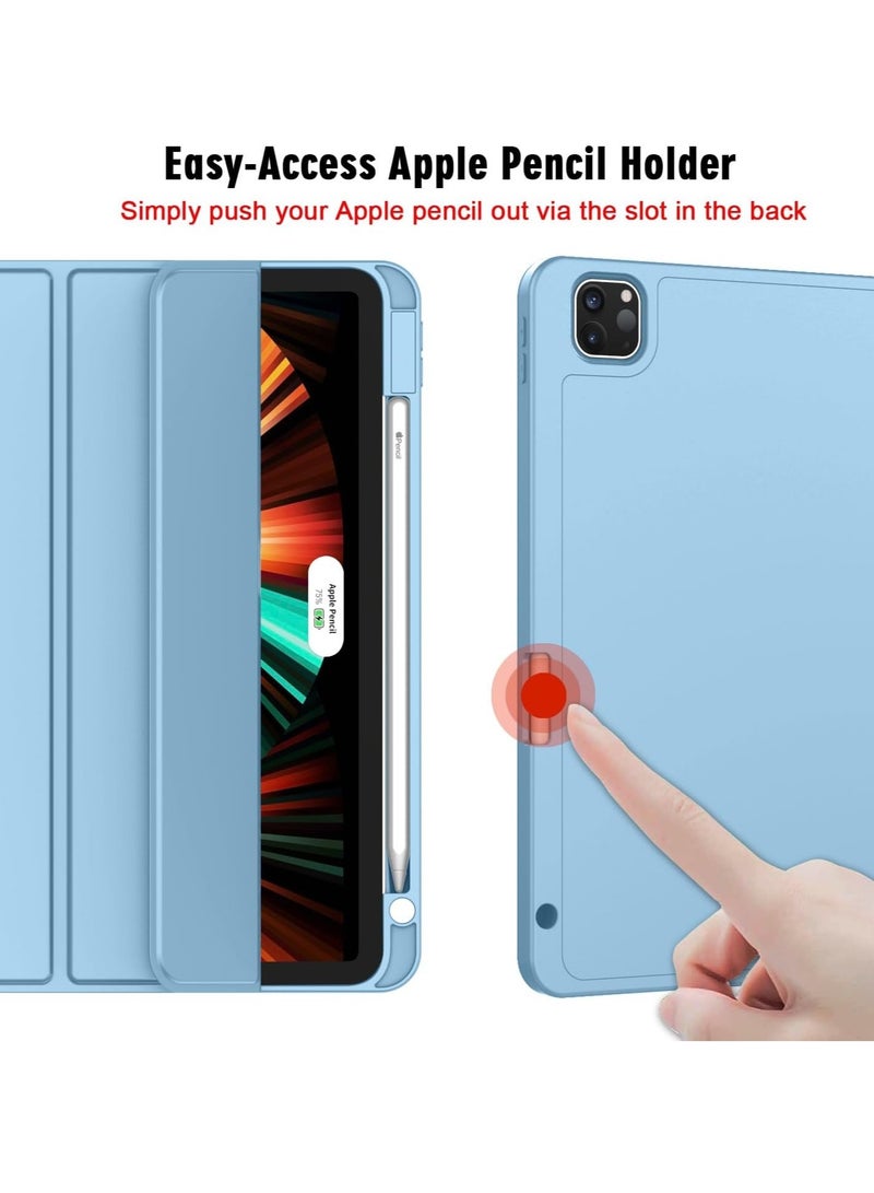 NEW iPad Pro 12.9 Inch Case (2022/2021/2020, 6th/5th/4th Gen) – Smart Case with Pencil Holder, Touch ID  Auto Wake/Sleep, Auto 2nd Gen Pencil Charging – New Azure Blue - Image 3