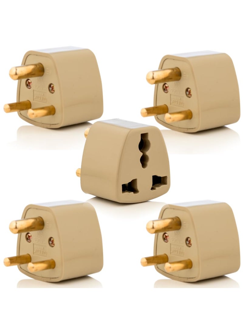 HI PLASST PINS N PLUGS HiPLASST 3Pin Indian Converter Plug Pack of 5 World USA UK Canada Europe and More to India Universal Travel Adapter Plug Type D Adaptor Socket Perfect for Foreign Devices to use in India  - Image 1