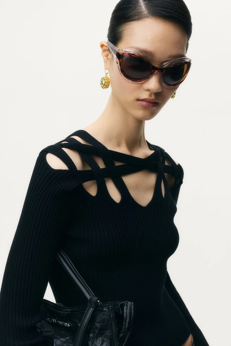 H&M Rib-knit cut-out top