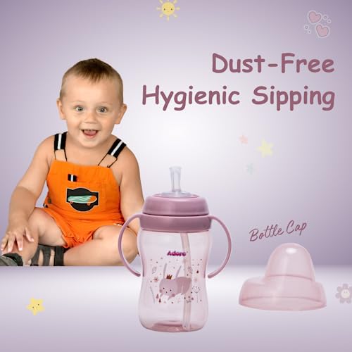 Adore Hoop a Loop 2 in 1 Leakproof Spout Sipper for Baby with Handle | Sipper and for Ultimate Versatility | Anti Spill Water Sipper Straw Cup for Kids | Sipper Cup for Baby & Toddlers (Pink, 270ml) - Image 4