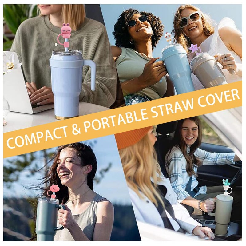 DALOO 15 PCS Cute Silicone Straw Cover Cap for Stanley Cup Accessories,Simple Modern Straw Covers,10mm Straw Topper Compatible with 30&40 Oz Tumbler - Image 2