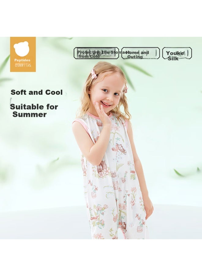 Beptides Beipesi Children's Summer Thin Silk Home Wear Onesie Baby New Vest Pajamas - Image 4