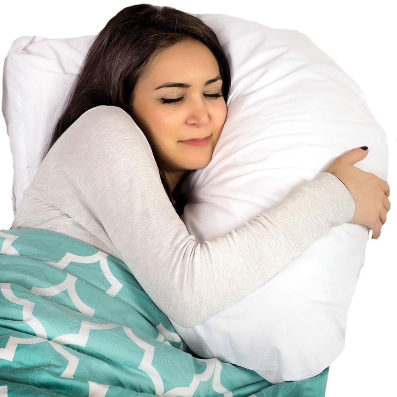 DMI DMI Body Pillow Side Sleeper Pillow and Pregnancy Pillow with Contoured Support to Eliminate Neck Back Hip Joint Pain and Sciatica Relief with Removable Washable Cover Firm U Shape Neck Pillow 