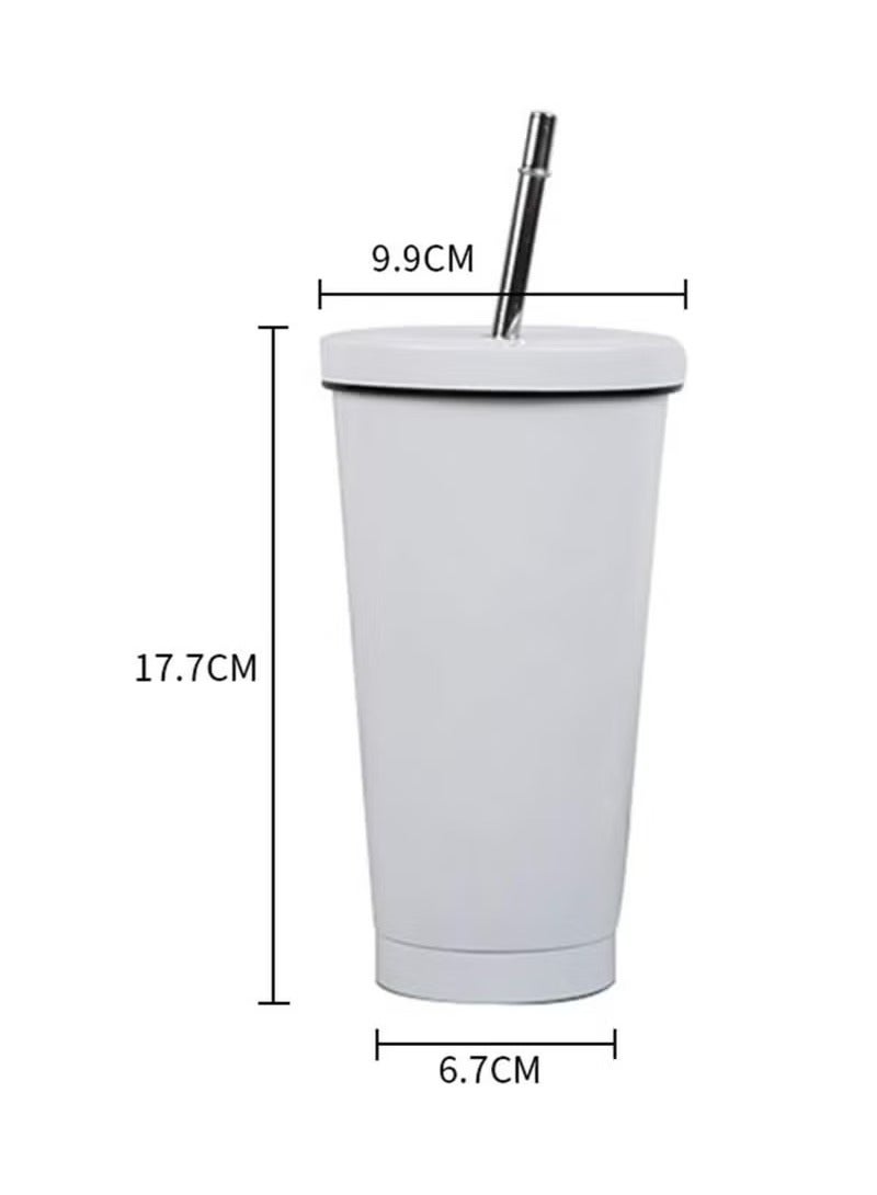 عربست كوب قهوة عازل للحرارة بسعة 750 مل مع غطاء وقشة، كوب قهوة معزول من الفولاذ المقاوم للصدأ، كوب قهوة مزدوج الجدار، خالٍ من مادة BPA، يحافظ على برودة المشروبات لمدة 12 ساعة - ذهبي - Image 5