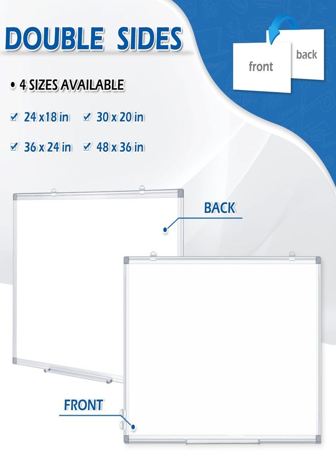 DOLLAR BOSS White Board Magnetic Dry Erase Board, 24 x 18 Inch Double-Sided Whiteboard for Wall Silver Aluminum Frame for Office School Home with 8 Magnets 4 Markers 1 Eraser 1 Detachable Pen Tray - Image 2