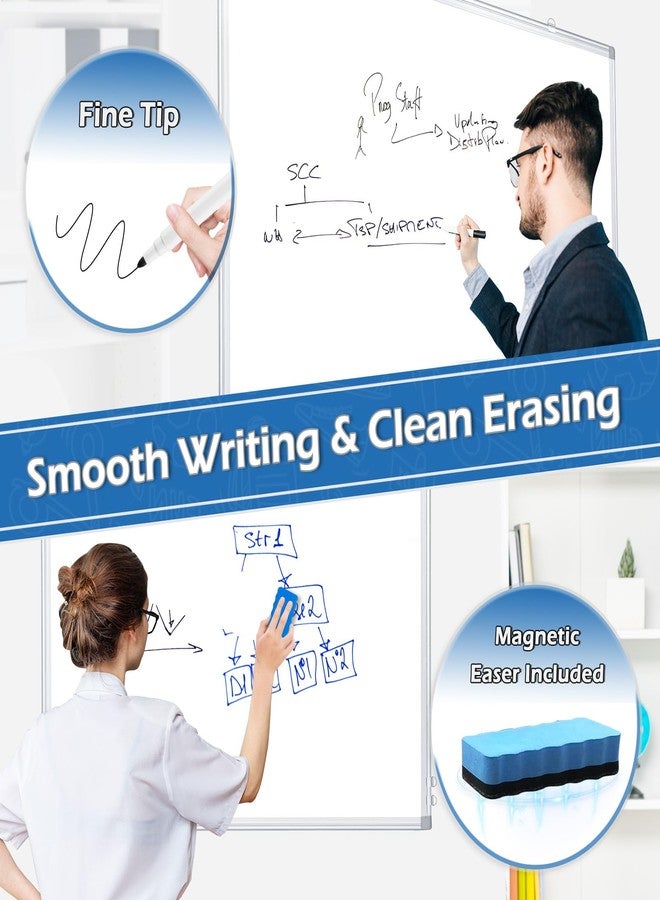 DOLLAR BOSS White Board Magnetic Dry Erase Board, 24 x 18 Inch Double-Sided Whiteboard for Wall Silver Aluminum Frame for Office School Home with 8 Magnets 4 Markers 1 Eraser 1 Detachable Pen Tray - Image 4