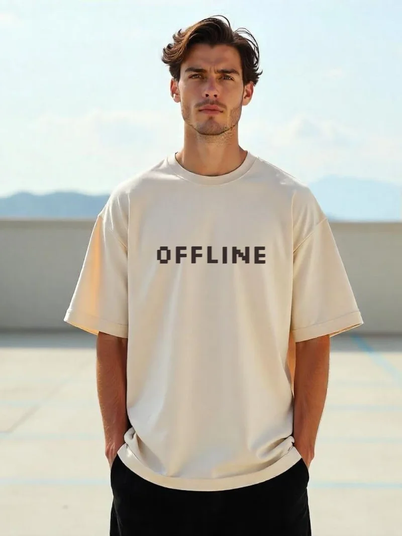 نوبيرو Men's Oversized Fit Graphic Print T-Shirt