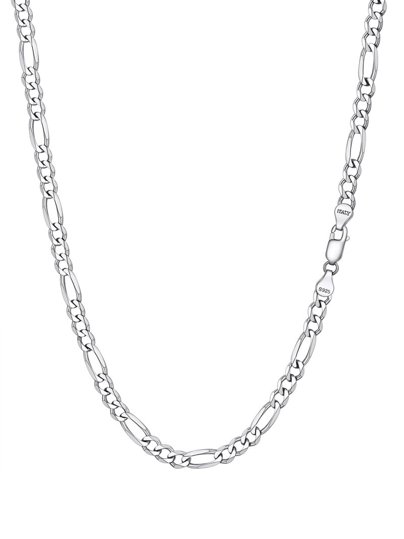 PROSTEEL Silver Mens Chain Necklaces Jewelry Chic 925 Sterling Silver Long Necklace 28" 5mm Figaro Chains For Men - Image 1