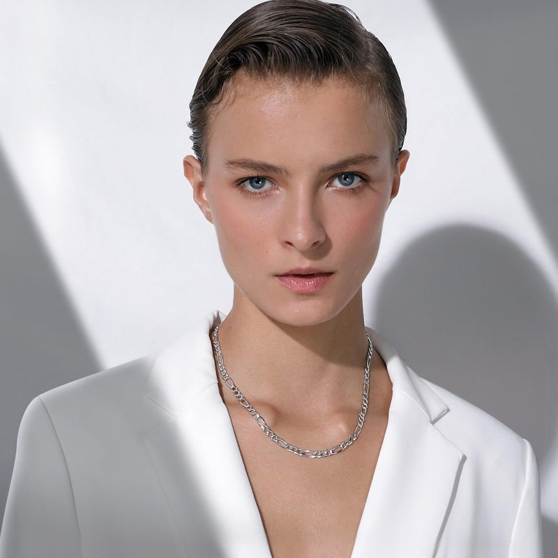 PROSTEEL Silver Mens Chain Necklaces Jewelry Chic 925 Sterling Silver Long Necklace 28" 5mm Figaro Chains For Men - Image 2