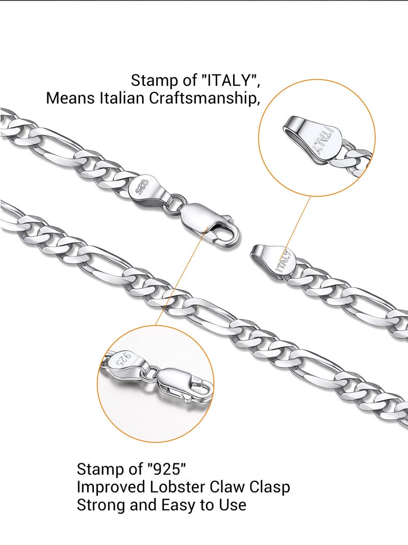 PROSTEEL Silver Mens Chain Necklaces Jewelry Chic 925 Sterling Silver Long Necklace 28" 5mm Figaro Chains For Men - Image 5