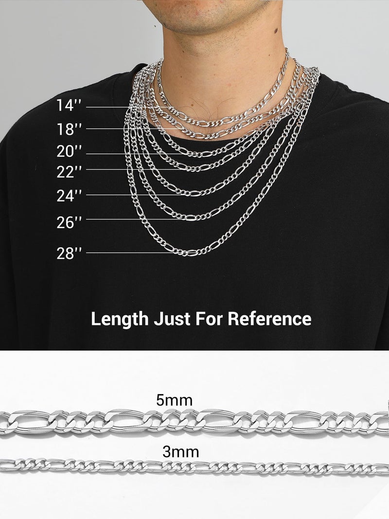 PROSTEEL Silver Mens Chain Necklaces Jewelry Chic 925 Sterling Silver Long Necklace 28" 5mm Figaro Chains For Men - Image 4