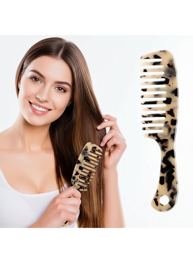 LADYAMZ Large Wide Tooth Hair Comb, [Tortoise Shell] Cellulose Acetate Round Tooth Comb for Straight/Curly Hair,Short/Long Hair Women Men or Kids, Easy Detangling Wet or Dry, Anti-static (Ivory) - Image 1