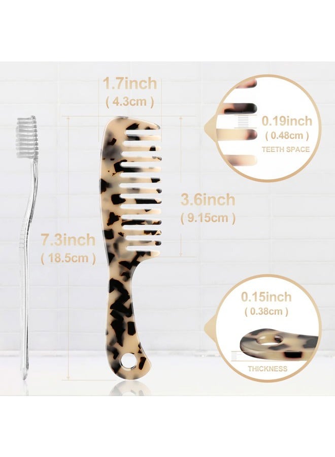 LADYAMZ Large Wide Tooth Hair Comb, [Tortoise Shell] Cellulose Acetate Round Tooth Comb for Straight/Curly Hair,Short/Long Hair Women Men or Kids, Easy Detangling Wet or Dry, Anti-static (Ivory) - Image 2