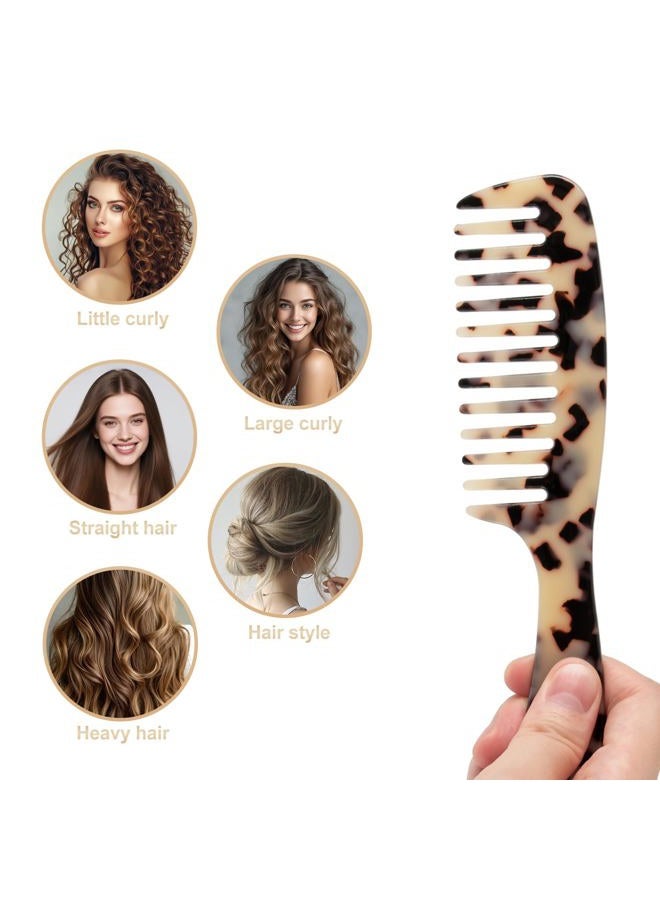 LADYAMZ Large Wide Tooth Hair Comb, [Tortoise Shell] Cellulose Acetate Round Tooth Comb for Straight/Curly Hair,Short/Long Hair Women Men or Kids, Easy Detangling Wet or Dry, Anti-static (Ivory) - Image 4