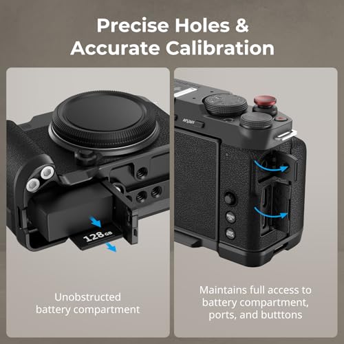 SMALLRIG قبضة يد SMALLRIG X-M5 على شكل حرف L لكاميرا FUJIFILM X-M5، مع لوحة إطلاق سريعة مدمجة لنظام Arca، مقبض جانبي خفيف الوزن من السيليكون، يتضمن واقي رياح مع محول حذاء بارد (أسود) - 4876 - Image 2