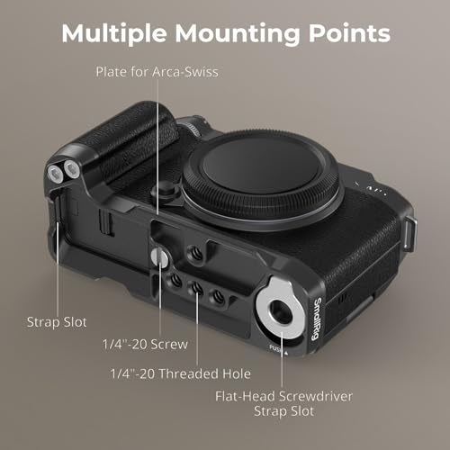 SMALLRIG قبضة يد SMALLRIG X-M5 على شكل حرف L لكاميرا FUJIFILM X-M5، مع لوحة إطلاق سريعة مدمجة لنظام Arca، مقبض جانبي خفيف الوزن من السيليكون، يتضمن واقي رياح مع محول حذاء بارد (أسود) - 4876 - Image 3