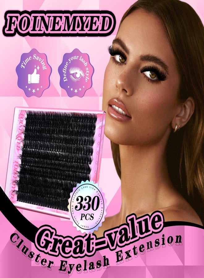 FOINEMYED Lash Clusters Kit 330Pcs 200D Thick Lash Extension Kit Mega Volume Eyelash Extensions Kit 12-22MM Long Eyelash Extensions D Curly Individual Lashes Kit DIY at Home by FOINEMYED - Image 5