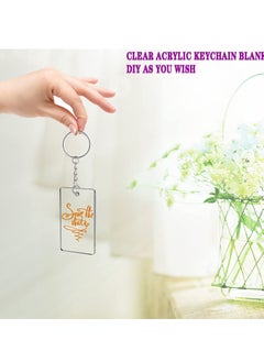 Y&D 90 Pieces Clear Acrylic Keychain Blanks 2 Inch Round Plastic Transparent Charms Rectangle Circle Blank Disc for Vinyl with 30 Pcs Key Chain Rings DIY Projects and Crafts  - Image 4