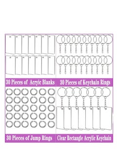 Y&D 90 Pieces Clear Acrylic Keychain Blanks 2 Inch Round Plastic Transparent Charms Rectangle Circle Blank Disc for Vinyl with 30 Pcs Key Chain Rings DIY Projects and Crafts  - Image 3