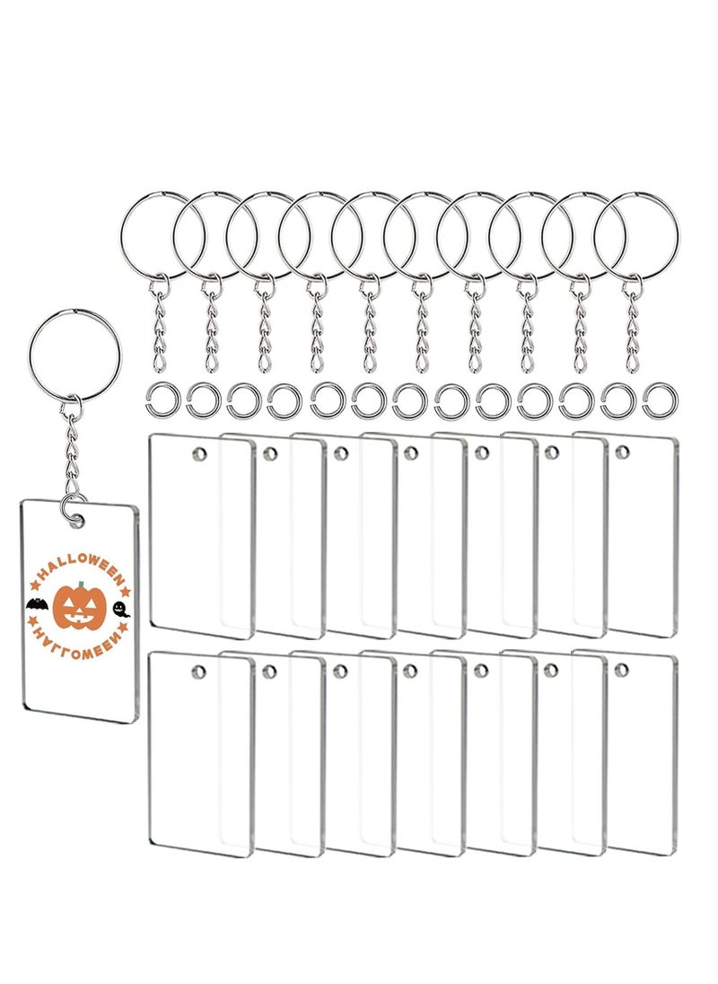Y&D 90 Pieces Clear Acrylic Keychain Blanks 2 Inch Round Plastic Transparent Charms Rectangle Circle Blank Disc for Vinyl with 30 Pcs Key Chain Rings DIY Projects and Crafts  - Image 1
