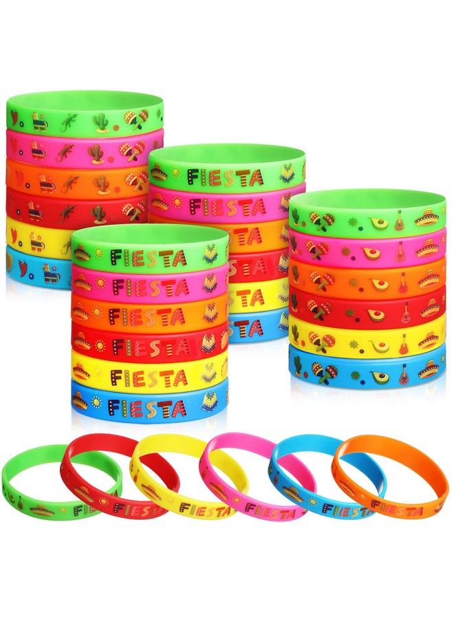 Xinnun 24 Pcs Mexican Fiesta Rubber Bracelets Fiesta Party Silicone Wristbands Mexican Party Favors With Taco Maracas Cactus Pinata Guitar Pattern For Let'S Fiesta Cinco De Mayo Party Kids Gift Bag Stuffers - Image 1
