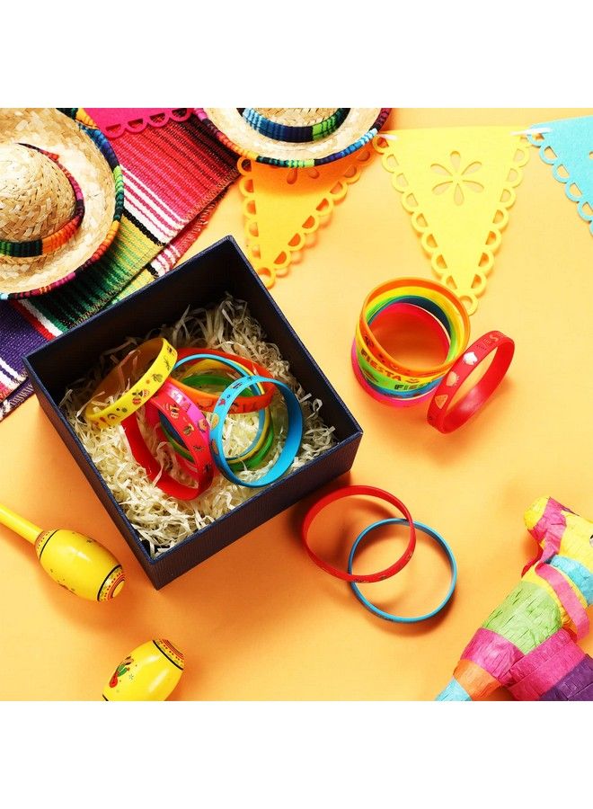 Xinnun 24 Pcs Mexican Fiesta Rubber Bracelets Fiesta Party Silicone Wristbands Mexican Party Favors With Taco Maracas Cactus Pinata Guitar Pattern For Let'S Fiesta Cinco De Mayo Party Kids Gift Bag Stuffers - Image 4