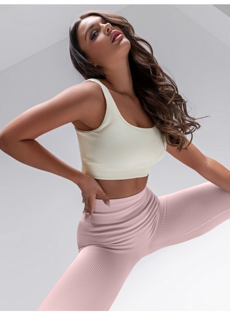 Mistirik - Mystic Ribbed Leggings Seamless Compressor High Waist Light Pink Color - Image 1