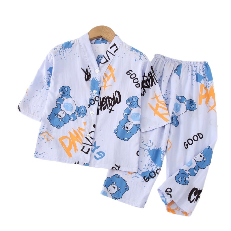 Kids Pajama Set Cotton Summer Sleepwear Home Clothes for Boys Girls Toddler