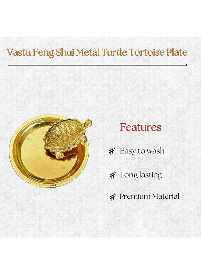 Salvus App SOLUTIONS Handmade Metal Turtle & Plate for Pooja | Sarva Ichha Astha Dhatu Yantra Set | Vastu Remedies | Symbol of Prosperity, Longevity & Good Luck (Golden) - Image 3