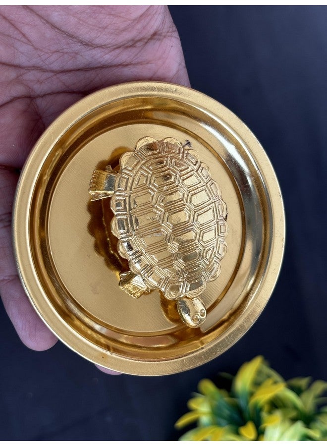 Salvus App SOLUTIONS Handmade Metal Turtle & Plate for Pooja | Sarva Ichha Astha Dhatu Yantra Set | Vastu Remedies | Symbol of Prosperity, Longevity & Good Luck (Golden) - Image 5