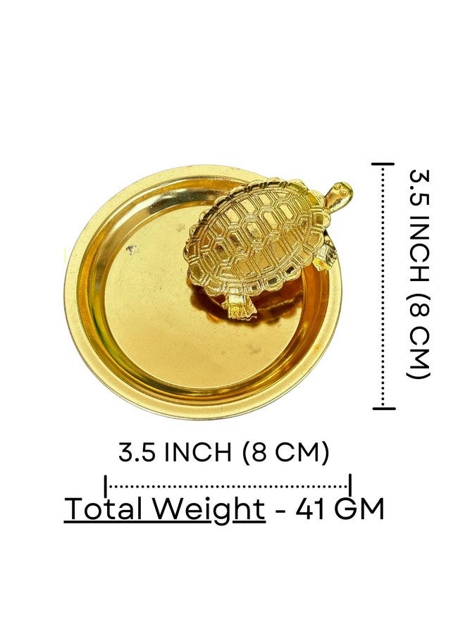 Salvus App SOLUTIONS Handmade Metal Turtle & Plate for Pooja | Sarva Ichha Astha Dhatu Yantra Set | Vastu Remedies | Symbol of Prosperity, Longevity & Good Luck (Golden) - Image 2