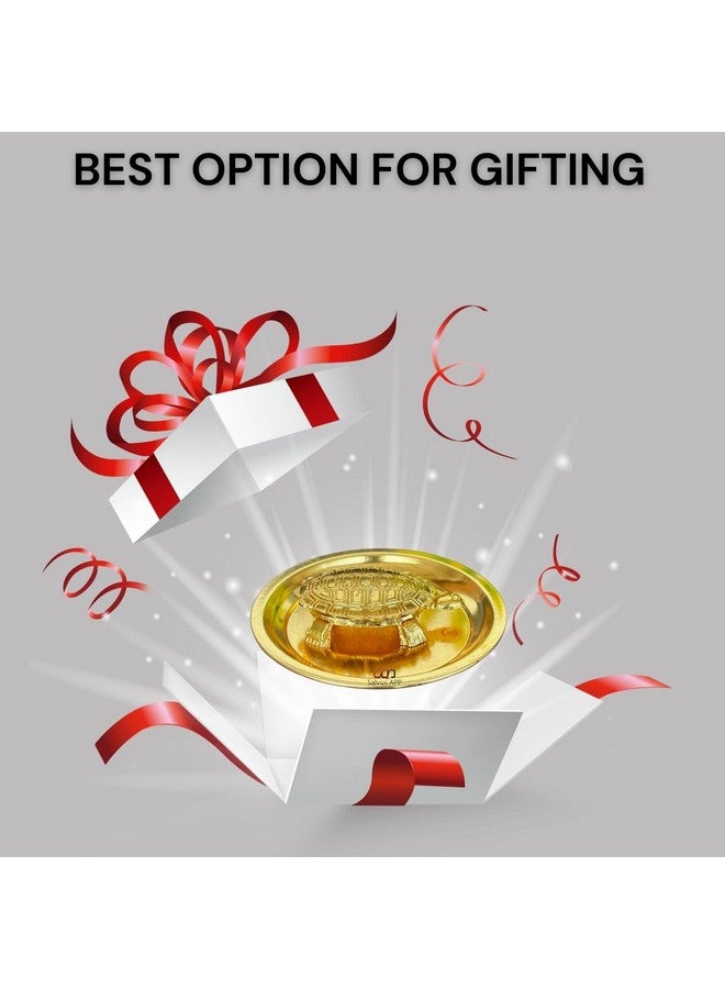 Salvus App SOLUTIONS Handmade Metal Turtle & Plate for Pooja | Sarva Ichha Astha Dhatu Yantra Set | Vastu Remedies | Symbol of Prosperity, Longevity & Good Luck (Golden) - Image 4
