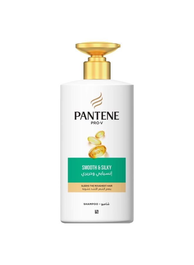 Pantene Pro-V Smooth & Silky Shampoo  Sleeks The Roughest Hair 500ml - Image 1