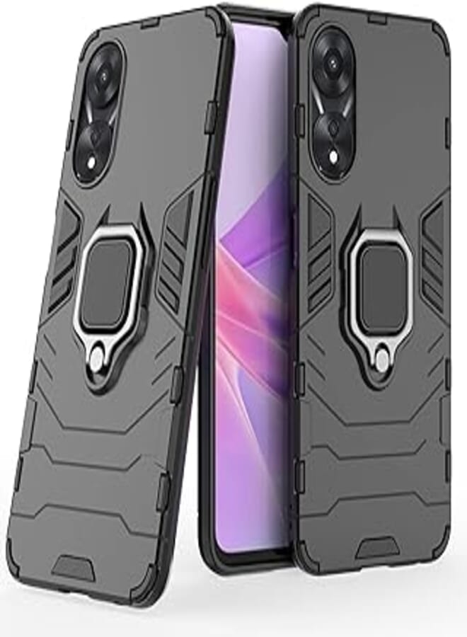 Dl3 Mobilak Case Compatible with Samsung Galaxy A15 5G / 4G 6.5-Inch, Dual Layer Protective Shockproof Hard Armor Cover with 360° Rotating Finger Ring Kickstand and Car Magnetic Mount (Black)