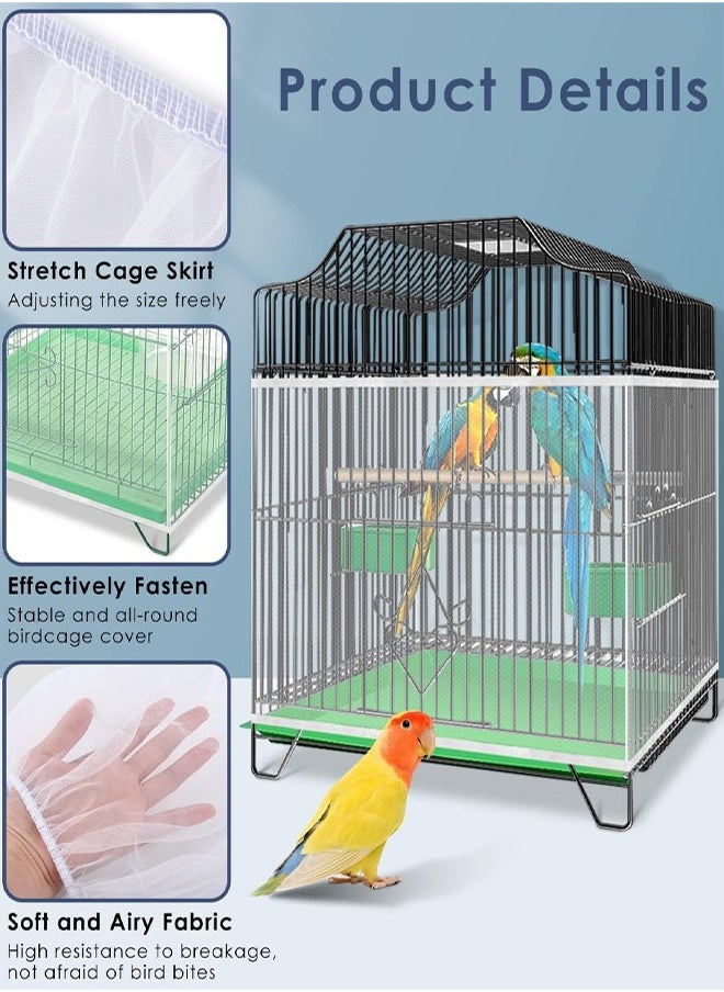 rocooart Bird Cage Seed Catcher,Adjustable Bird Cage Net Cover Birdcage Seed Feather Catcher Soft Skirt Guard Birdcage Nylon Mesh Netting for Parrot Parakeet Macaw Round Square Cages,Prevent Scatter and Mess  - Image 3