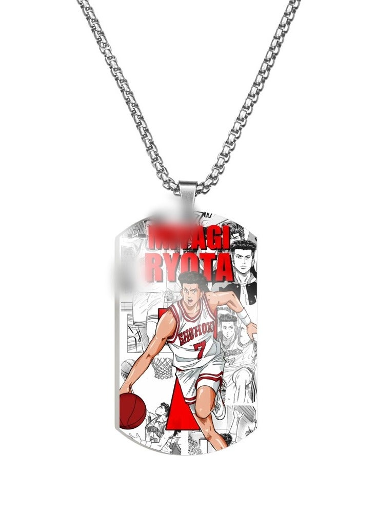KUYING New Slam Dunk Color Printed Stainless Steel Necklace 