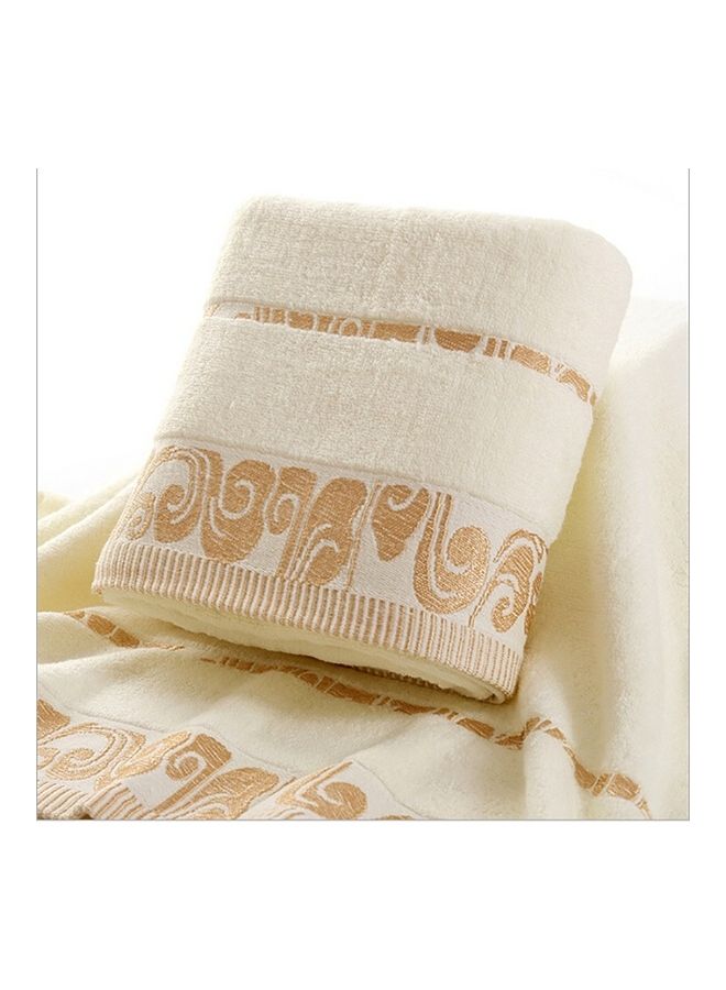 NIBEMINENT Large Pure Cotton Bath Towel Beige 20X20X10cm