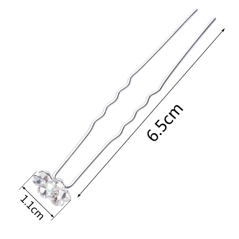 eBoot 40 Pack Flower Crystal Rhinestone Hair Pins with a Storage Bag for Bridal Wedding Hair Accessories (White) - Image 3