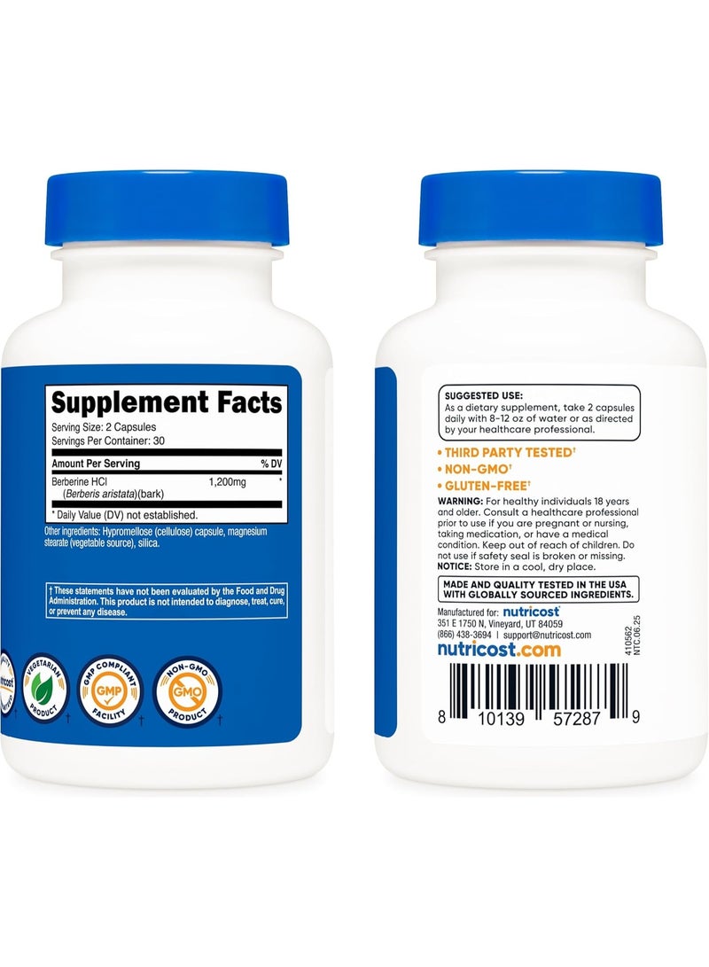 نوتريكوست كبسولات حمض الهيدروكلوريك 600 ملغ من بربرين 60 كبسولة نباتية - خالية الغلوتين وغير معدلة وراثيا - Image 3