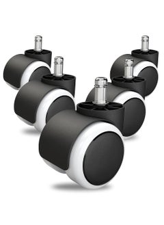 YOUGE 5-Piece Heavy Duty Replacement Office Chair Caster Wheel Set, Computer Chair Mute Wheel Rotating Rubber Wheels for Wood Floors and Carpet, Black/White/Silver  - Image 1
